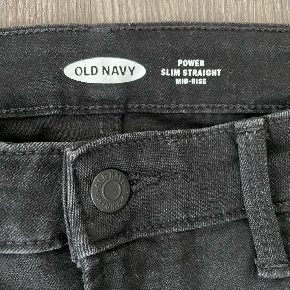 Old Navy Black Distressed Power Slim Straight Mid… - image 6